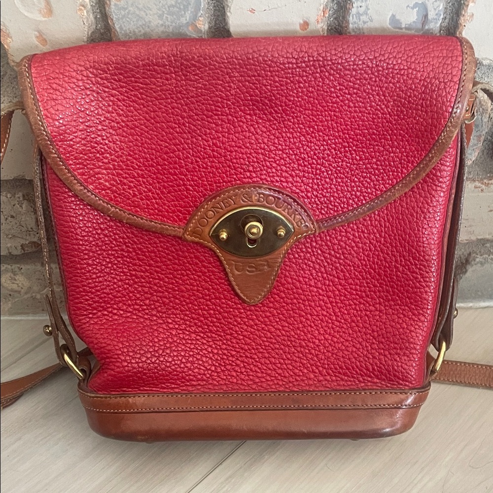 Vintage Dooney & Bourke AWL Calvary Red and Brown Crossbody Bag